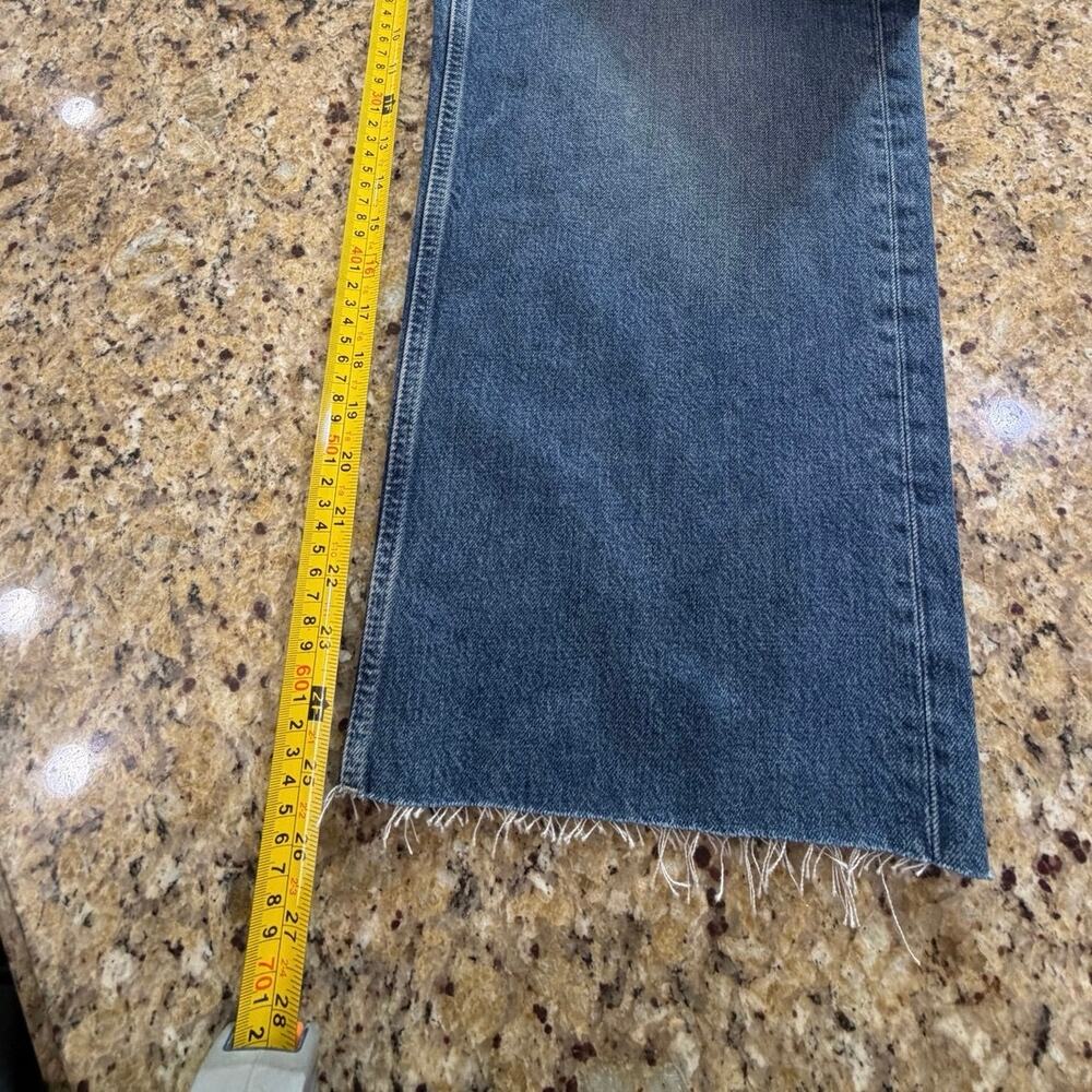 Madewell Low-Slung Baggy Crop Blue Jeans Raw Hem Button Fly Wide Leg Y2K Size 34 - Picture 8 of 16